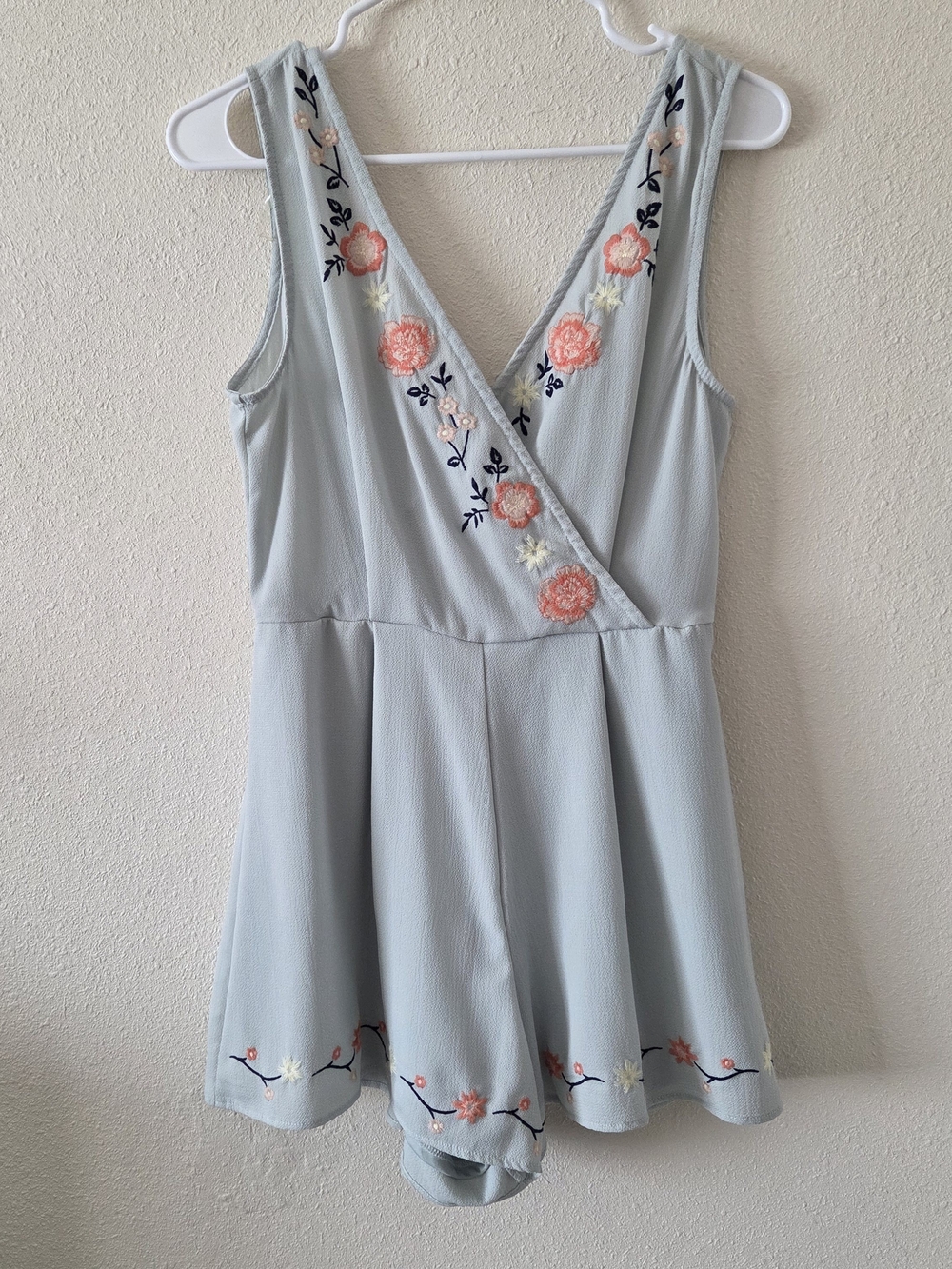 Altar'd State Mint Floral Embroidered Sleeveless Romper Sz S